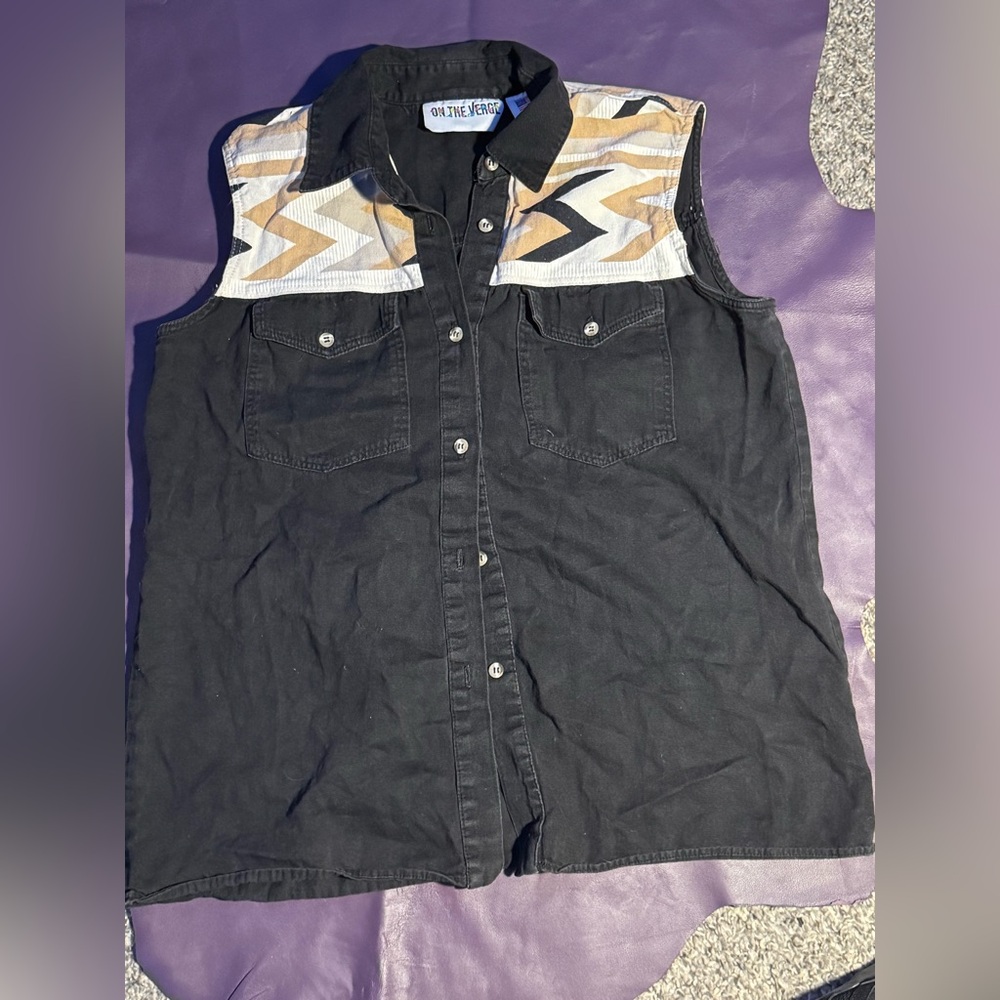 Vintage sleeveless shirt western large
